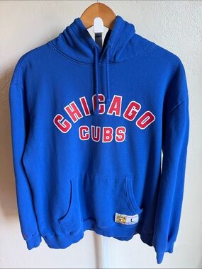 Mitchell & Ness Chicago Cubs Royal Blue Hoodie with Red & White Logo Size Large